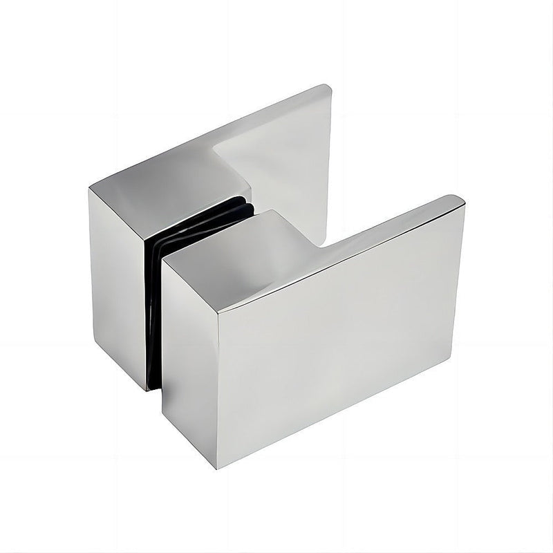 90x70cm Corner Frameless Shower Screen with Chrome Brackets and SS Hinges, Square Double Pull Handle