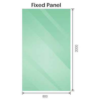 120x80cm Corner Frameless Shower Screen with White Brackets and SS Hinges, Square Double Pull Handle