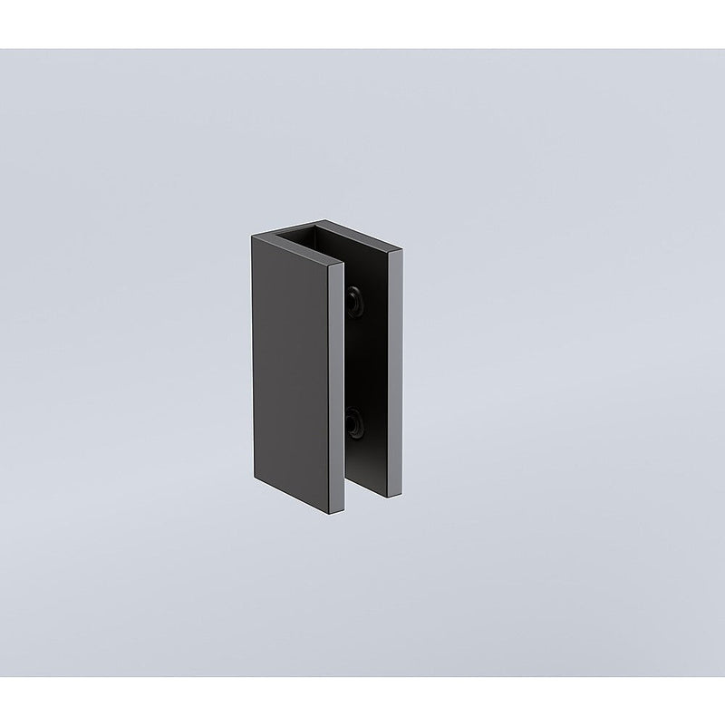 90x70cm Corner Frameless Shower Screen with Black Brackets and Brass Hinges, Square Knob Handle