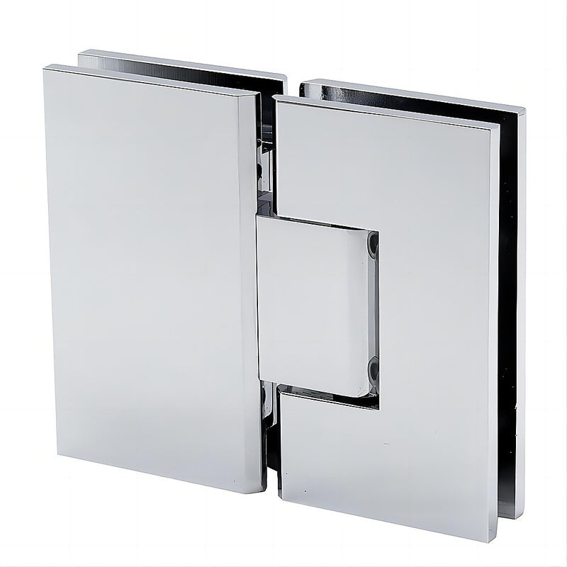 90x90cm Corner Frameless Shower Screen with Chrome Brackets and Brass Hinges, Square Knob Handle