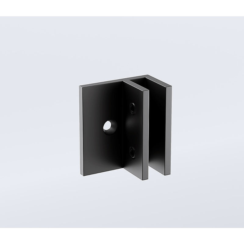 110x100cm Corner Frameless Shower Screen with Black Brackets and Brass Hinges, Square Knob Handle