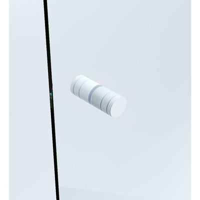 110x70cm Corner Frameless Shower Screen with White Channel and SS Hinges, Round Knob Handle