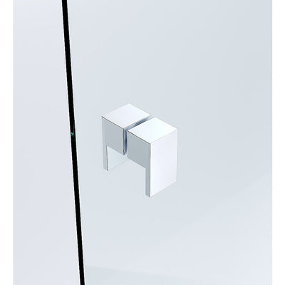 100x70cm Corner Frameless Shower Screen with Chrome Channel and SS Hinges, Square Double Pull Handle