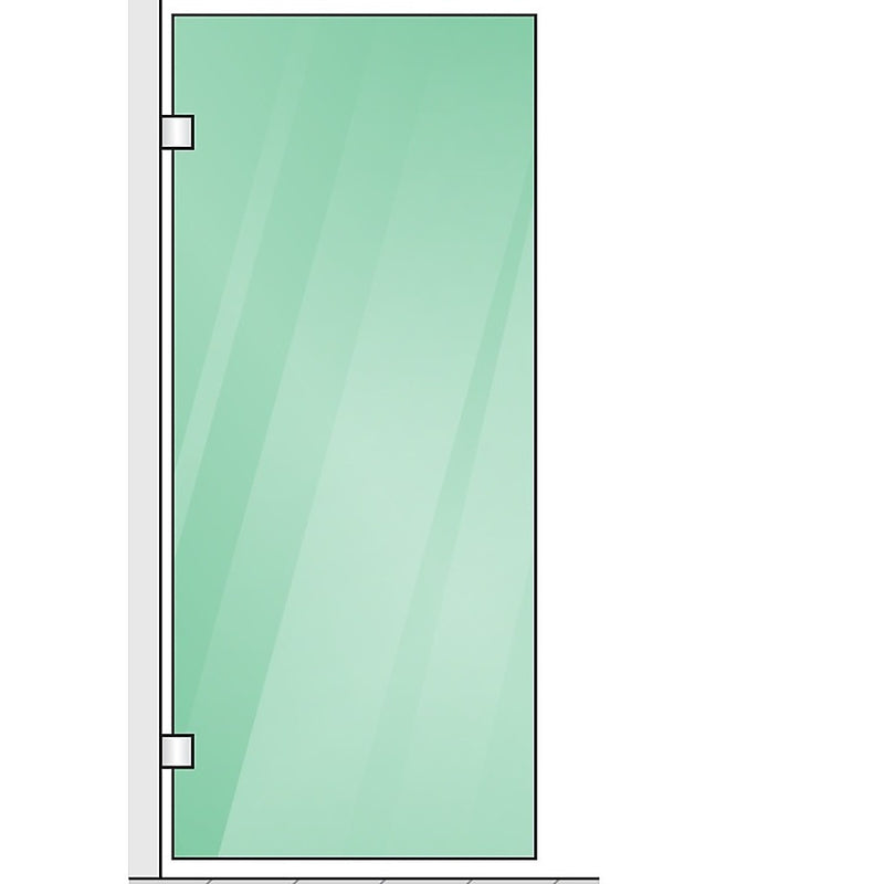 100x90cm Corner Frameless Shower Screen with Chrome Channel and SS Hinges, Square Double Pull Handle