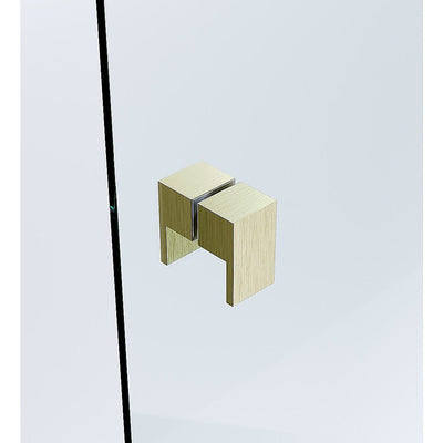 100x90cm Corner Frameless Shower Screen with Gold Channel and SS Hinges, Square Double Pull Handle