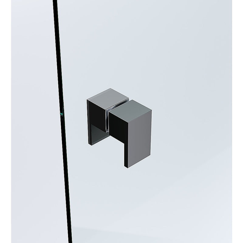 120x80cm Corner Frameless Shower Screen with Black Channel and SS Hinges, Square Double Pull Handle