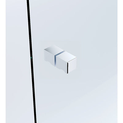 90x80cm Corner Frameless Shower Screen with Chrome Channel and Brass Hinges, Square Knob Handle