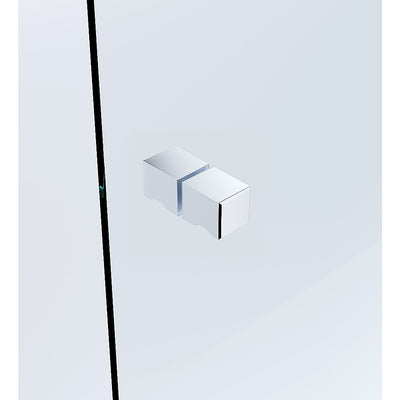 90x90cm Corner Frameless Shower Screen with Chrome Channel and Brass Hinges, Square Knob Handle