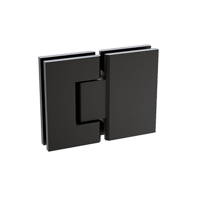 120x90cm Corner Frameless Shower Screen with Black Channel and Brass Hinges, Square Knob Handle