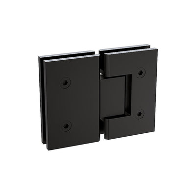 110x90cm Corner Frameless Shower Screen with Black Channel and Brass Hinges, Round Knob Handle