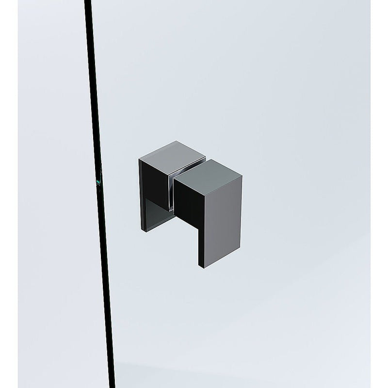 100x100cm Corner Frameless Shower Screen with Black Channel and Brass Hinges, Square Double Pull Handle