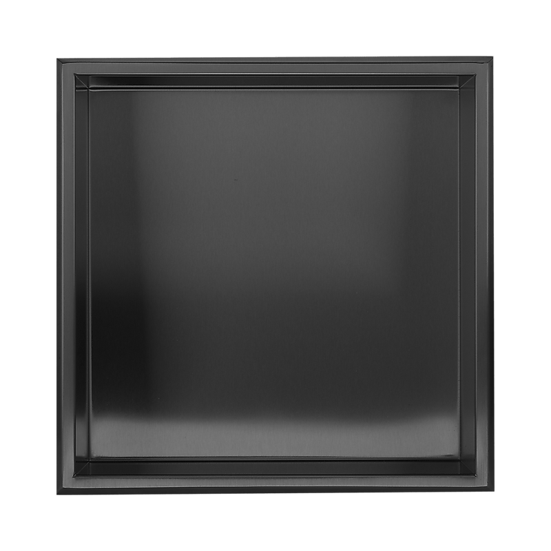 336 x 336 x 101mm Shower Niche Single Shelf Organizer No Tile Needed in Black