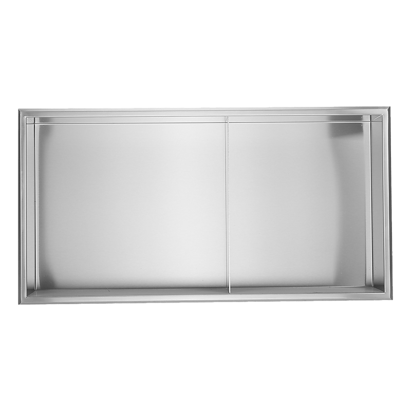 641 x 336 x 101mm Shower Niche Double Shelf Organizer No Tile Needed in Stainless Steel Finish