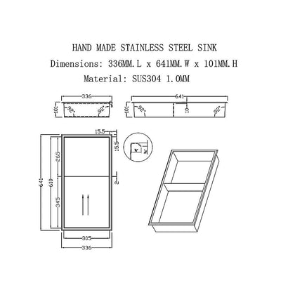 641 x 336 x 101mm Shower Niche Double Shelf Organizer No Tile Needed in Stainless Steel Finish