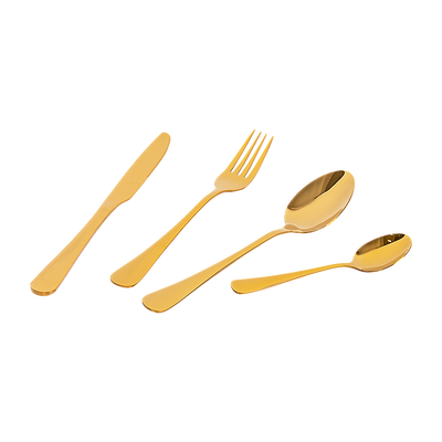Tableware 24PC Gold Cutlery Set SS304 Household Knife Fork Spoon Kitchen with Storage Rack Dinner Service