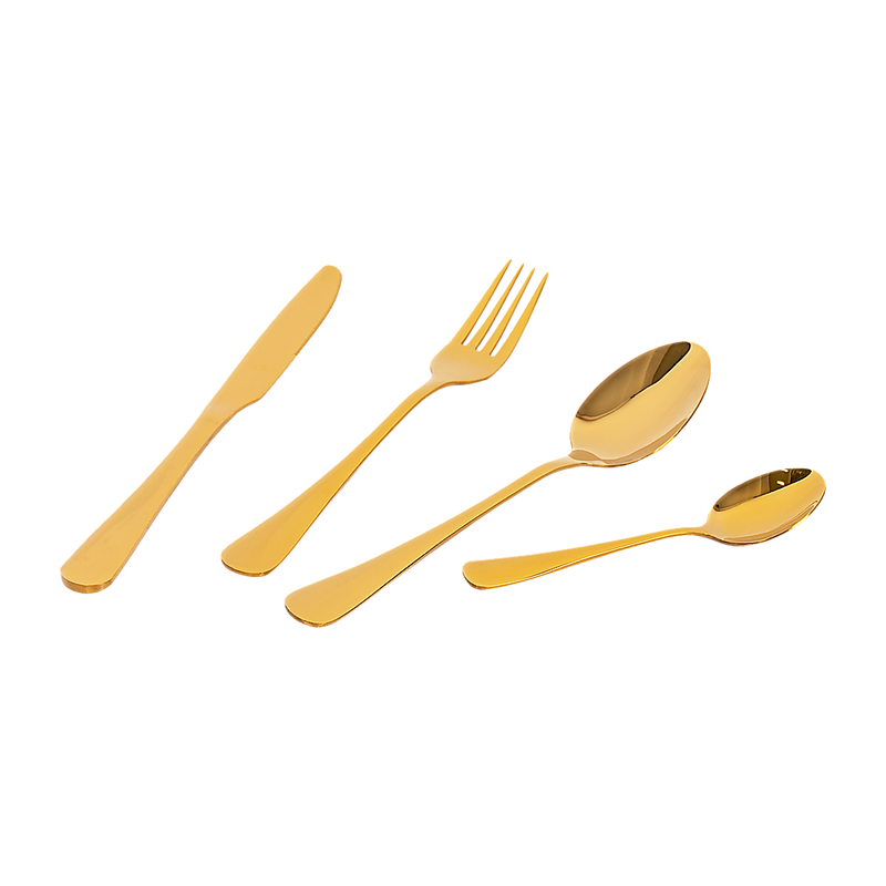 Tableware 24PC Gold Cutlery Set SS304 Household Knife Fork Spoon Kitchen with Storage Rack Dinner Service