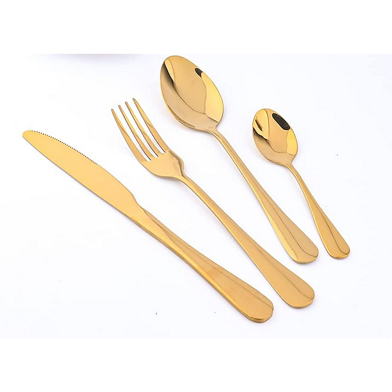 Tableware 24PC Gold Cutlery Set SS304 Household Knife Fork Spoon Kitchen with Storage Rack Dinner Service