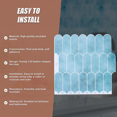 5pcs 3D Wall Stickers Self-adhesive Wallpaper Resistant High Temperature