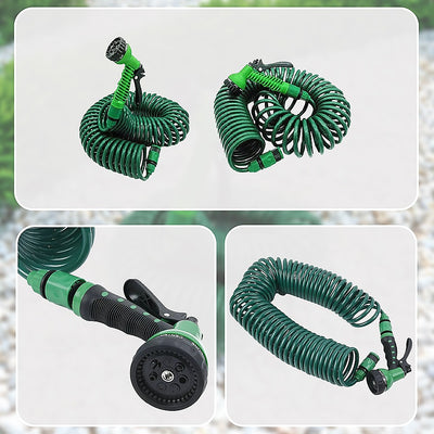 30M Garden Hose Heavy-Duty Coiled Spiral Car Washing Cleaning Water Hose Garden