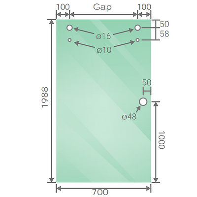 130cm Frameless Glass Sliding Shower Door with Black Rail and Hardware