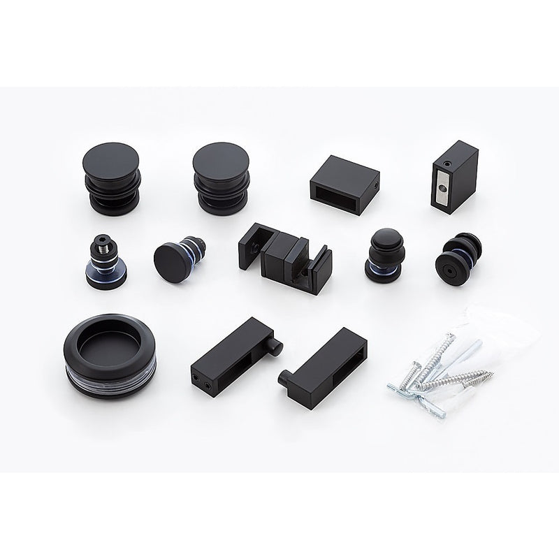 150cm Frameless Glass Sliding Shower Door with Black Rail and Hardware