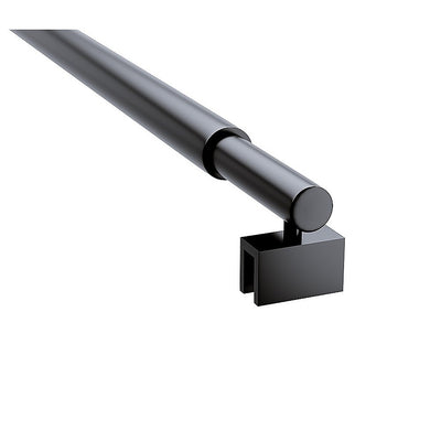 70cm Reeded Single Shower Glass Screen with Black F-brackets & Round Pole