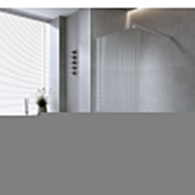 80cm Reeded Single Shower Glass Screen with White Wall & Floor U Brackets