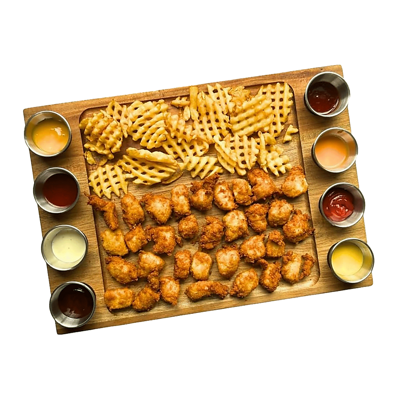 Serving Tray Double Sided Charcuterie Board 8 Sauce Cups Gift
