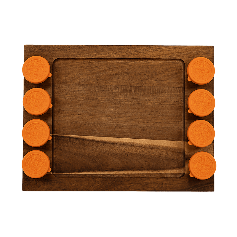 Serving Tray Double Sided Charcuterie Board 8 Sauce Cups Gift