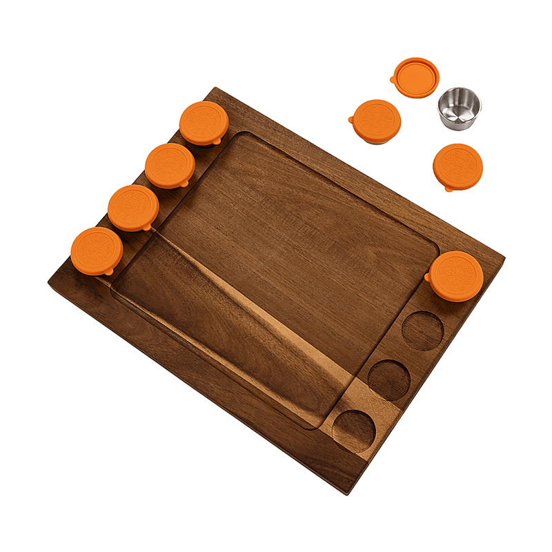 Serving Tray Double Sided Charcuterie Board 8 Sauce Cups Gift