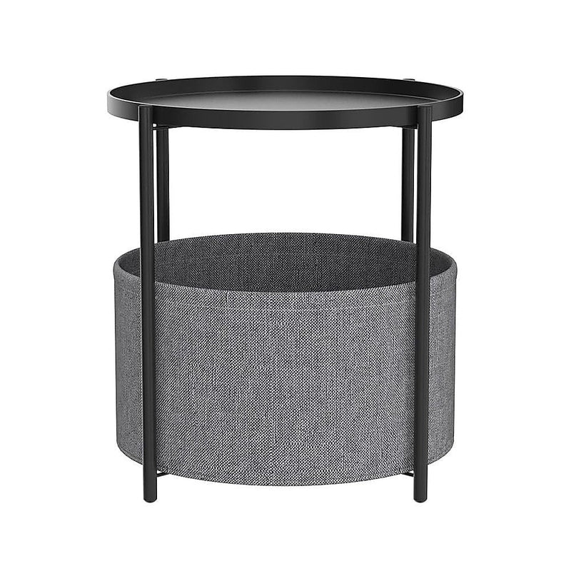 Round Side Table Bedside Storage Basket