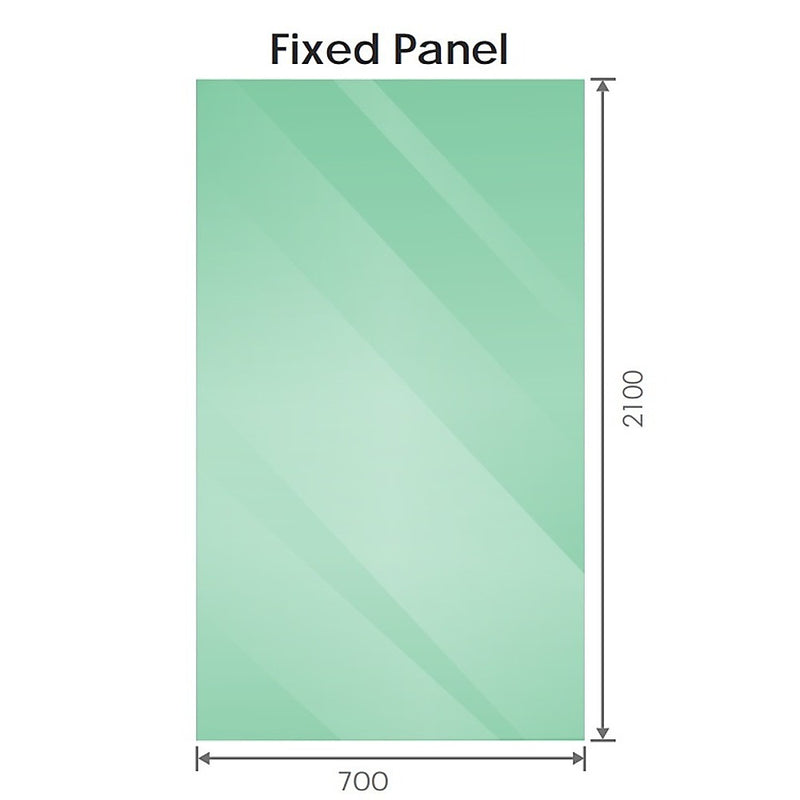 70x210cm Glass Shower Screen with Black F-brackets & Round Pole