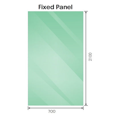 70x210cm Glass Shower Screen with Gunmetal F-brackets & Round Pole