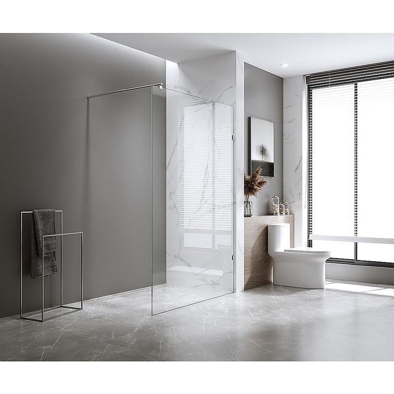 80x200cm Single Shower Glass Screen with Gunmetal Wall U-Brackets