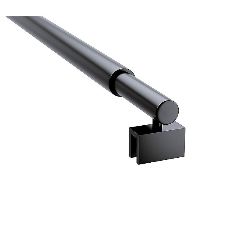 80x210cm Glass Shower Screen with Black F-brackets & Round Pole