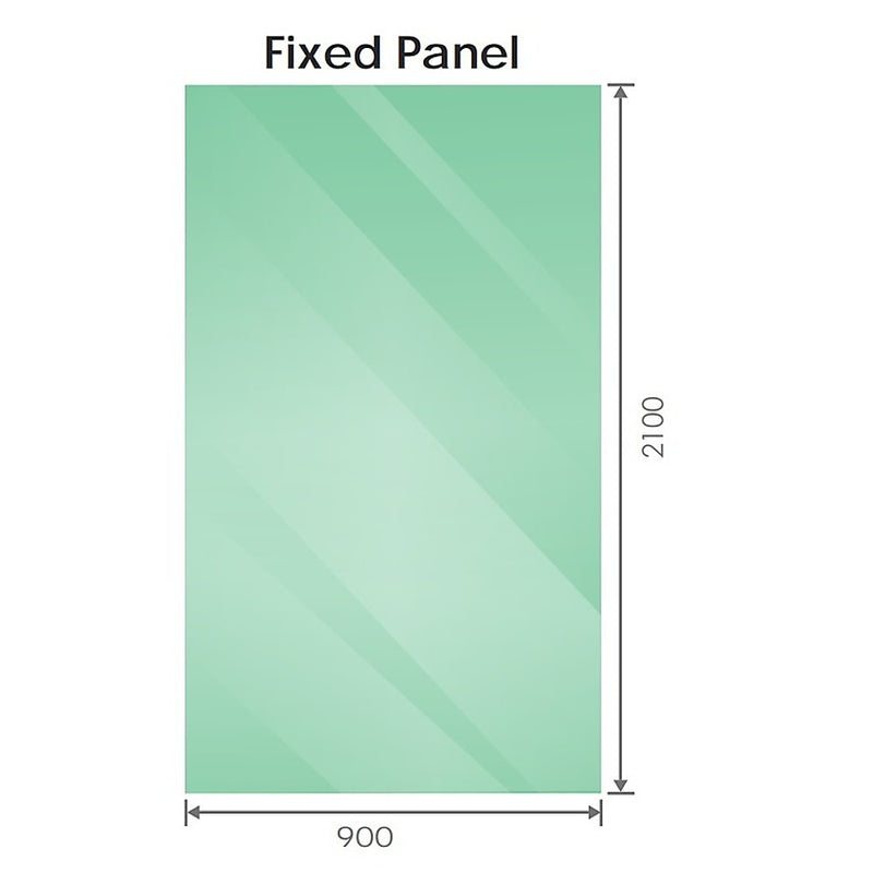 90x210cm Single Shower Glass Screen with White Wall & Floor U Brackets