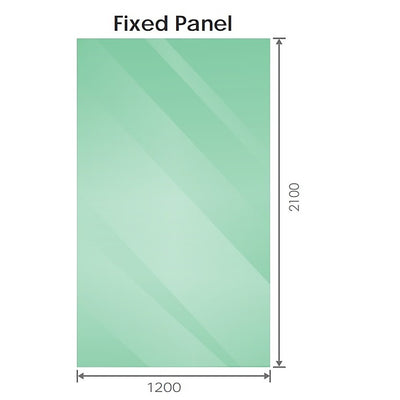 120x210cm Single Shower Glass Screen with White Wall U-Brackets