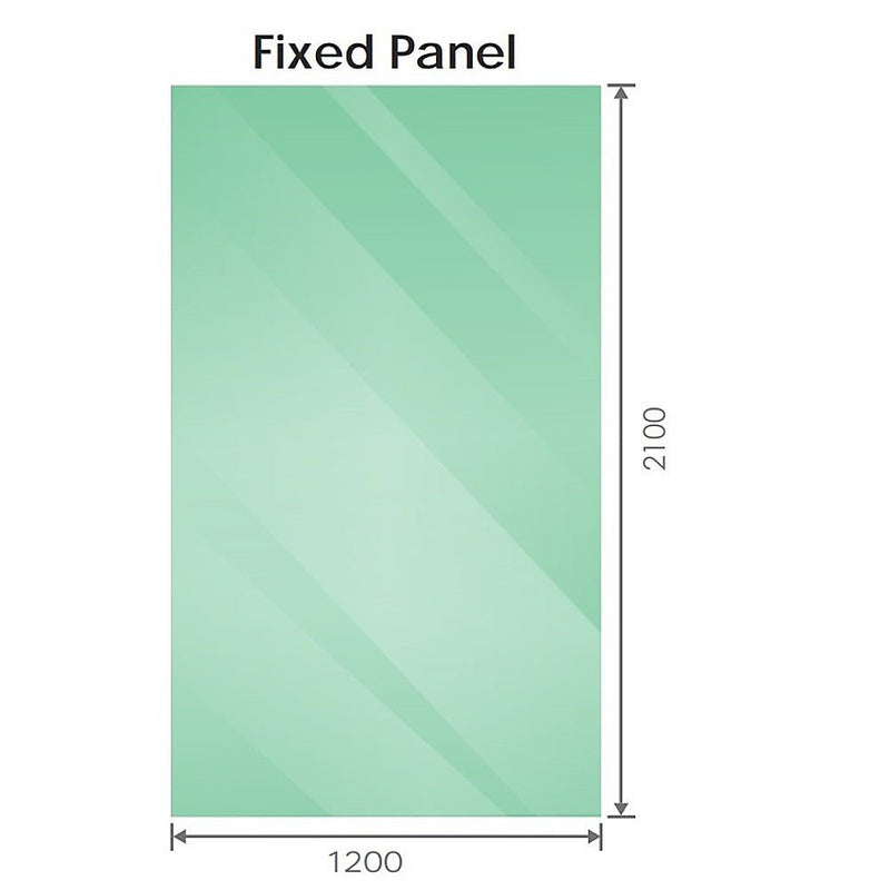 120x210cm Single Shower Glass Screen with Nickel Wall U-Brackets