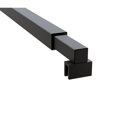 100x200cm Glass Shower Screen with Black Wall Channel & Square Pole