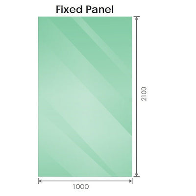 100x210cm Single Shower Glass Screen with Nickel Wall Channel & Square Pole