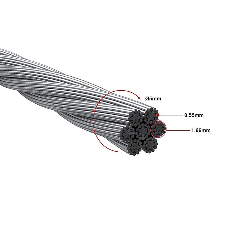 50m Stainless Steel Wire Rope Cable 5mm 316 A4 7x7 Balustrade Fence