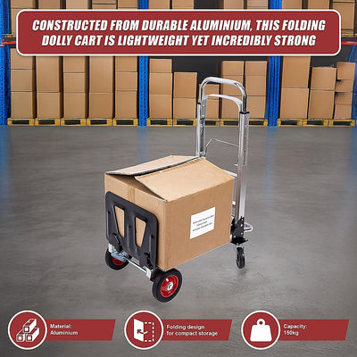 Hand Truck 2 in 1 Folding Dolly Cart 180kg Capacity Heavy Duty Aluminium