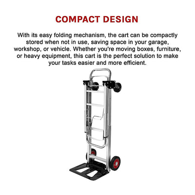 Hand Truck 2 in 1 Folding Dolly Cart 180kg Capacity Heavy Duty Aluminium