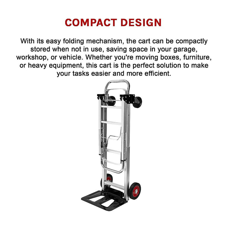 Hand Truck 2 in 1 Folding Dolly Cart 180kg Capacity Heavy Duty Aluminium
