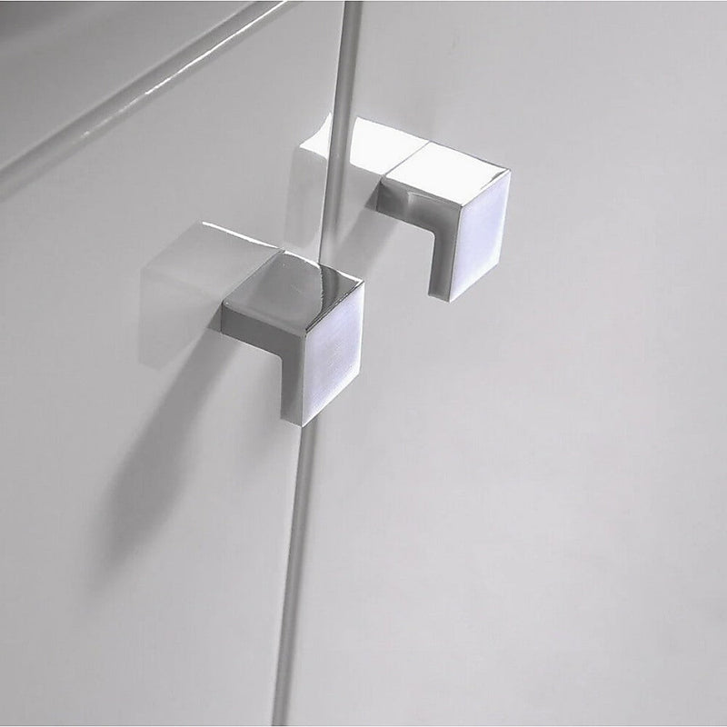 Brass Shower Door Square knob Handle in White