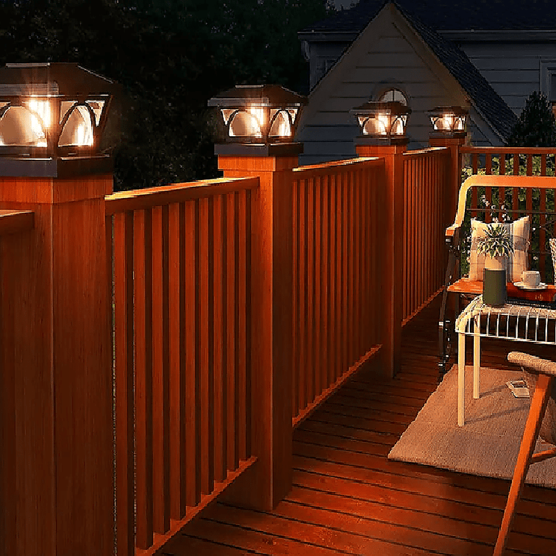 2 Pack Outdoor Flame Light Solar Post Deck Fence Cap