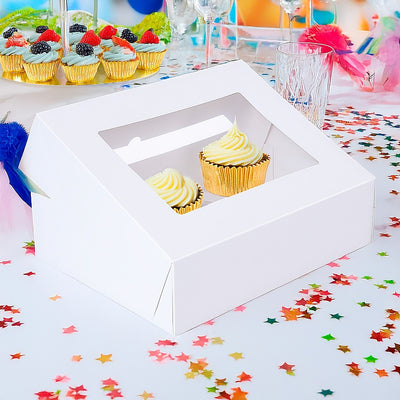 50pcs Cupcake Boxes 12-Hole Laminated Clear Window Face Boxes Favour