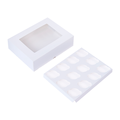 50pcs Cupcake Boxes 12-Hole Laminated Clear Window Face Boxes Favour