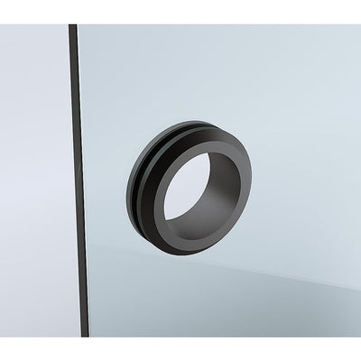 90cm Frameless Diamond Shower Screen with Black Channels and SS Hinges & Round Handle