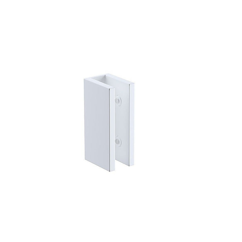 90x80cm Corner Frameless Shower Screen with White Brackets and SS Hinges, Round Handle